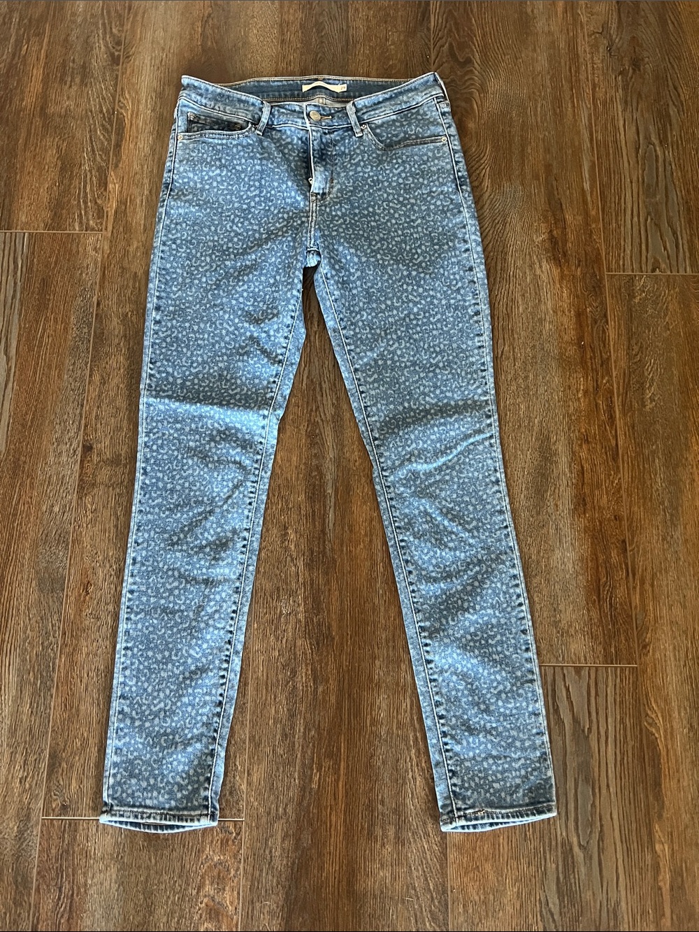 Levi's Blue Leopard-Print Skinny Jeans